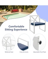 Slickblue 4 Pieces Outdoor Conversation Set with Sturdy Steel Frame - Navy