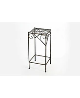 Ore International 26.18 in. Celtic Clover Square Cast-Iron Plant Stand