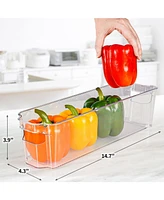 Zulay Kitchen 4 Pack Clear Refrigerator Organizer Bins - Narrow Fridge Organizers and Storage Clear