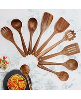 9-Piece Teak Wooden Utensils for Cooking with Premium Gift Box