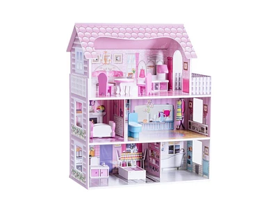 Slickblue 28 Inch Pink Dollhouse with Furniture