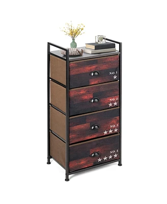 Slickblue Industrial 4 Fabric Drawers Storage Dresser with Fabric Drawers and Steel Frame - Dark