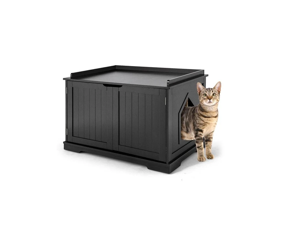 Slickblue Cat Litter Box Enclosure with Double Doors for Large and Kitty