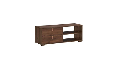 Slickblue Entertainment Media Tv Stand with Drawers-Walnut