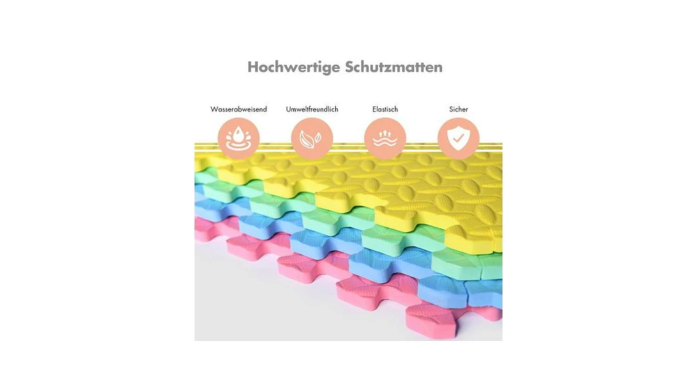 Slickblue 12 Pieces Kids Soft Eva Foam Interlocking Puzzle Play Mat for Exercise and Yoga