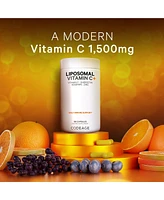 Codeage Liposomal Vitamin C 1500mg with Zinc, Elderberry, Citrus Bioflavonoids Grapefruit, Lemon, Orange Powder, Quercetin & Rose Hips Fruit Supplemen