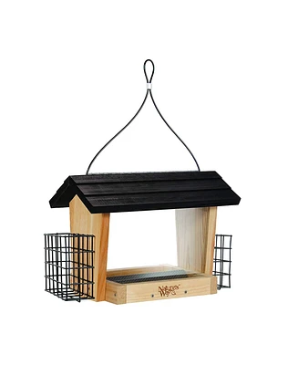 Nature's Way Bird Products Llc Nature's Way Natural Cedar Hopper Feeder with Suet Cages