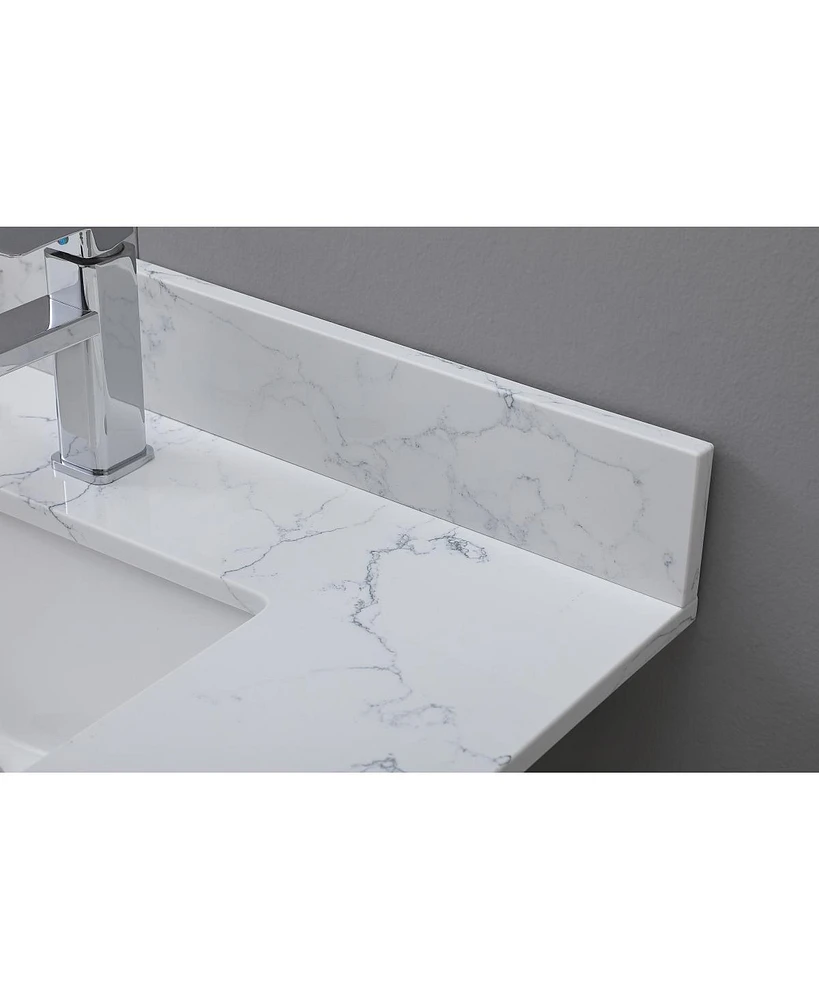 Streamdale Furniture 37 X 22 Bathroom Stone Vanity Top Carrara Jade Engineered Marble With Undermount Ceramic
