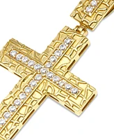 Men's Diamond Textured Cross Pendant (1/4 ct. t.w.) in 10k gold