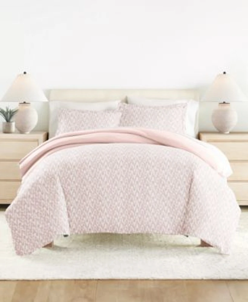 Kaycie Gray Shibori Chevron Printed Duvet Cover Sets