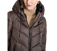 Dkny Women's Hooded Zip-Front Puffer Coat