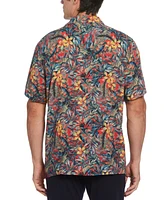 Perry Ellis Men's Short Sleeve Button-Front Tropical Camp Shirt