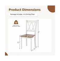 Set of 4 Wooden Farmhouse Kitchen Chairs with Rubber Wood Seat