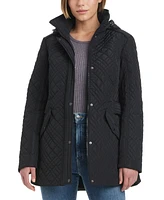 Jones New York Women's Hooded Stand-Collar Quilted Coat