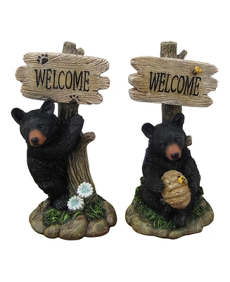 Fc Design 5.5"H 2-pc Set Bear with Tree Welcome Sign Figurine Decoration Home Decor Perfect Gift for House Warming, Holidays and Birthdays