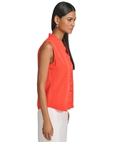 Karl Lagerfeld Women's V-Neck Ruffle-Trim Sleeveless Top