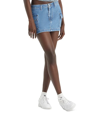 Levi's Women's Cotton Cargo-Pocket Mid-Rise Mini Skirt