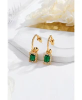 Classicharms Emerald Green Drop Hoop Earrings