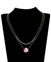 Unwritten Cubic Zirconia Rose Quartz Heart Layered 2-Piece Necklace Set