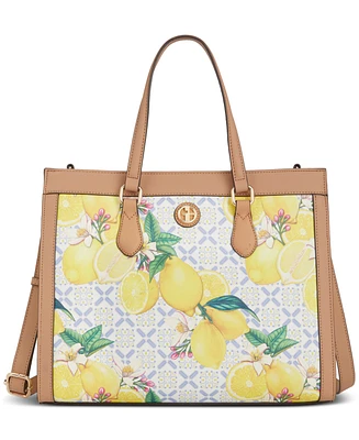 Giani Bernini Lemon Print Saffiano Medium Book Tote, Created for Macy's