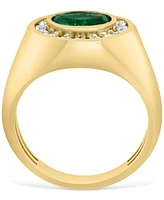 Effy Men's Emerald (1-1/2 ct. t.w.) & Diamond (1/2 ct. t.w.) Halo Ring in 14k Gold