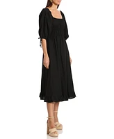 Avec Les Filles Women's Linen-Blend Fit & Flare Dress