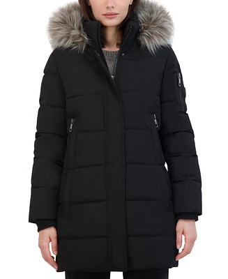 Nautica Women's Faux-Fur-Trim Hooded Puffer Coat