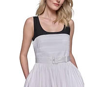 Karl Lagerfeld Paris Women's Square-Neck Belted Dress