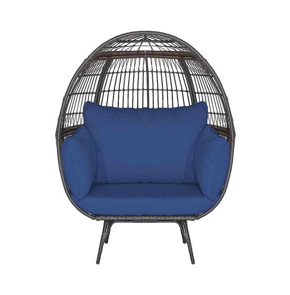 Inolait Oversized Patio Rattan Egg Lounge Chair with 4 Cushions