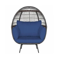 Inolait Oversized Patio Rattan Egg Lounge Chair with 4 Cushions