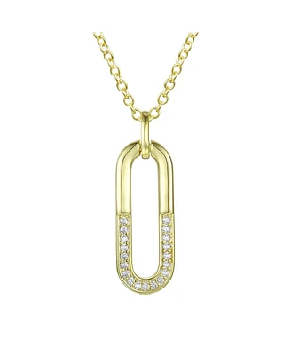 Genevive Sterling Silver Cubic Zirconia Geometrical Pendant Necklace