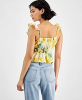 Guess Women's Carine Floral-Print Peplum Sleeveless Top