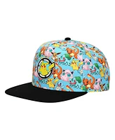 Pokemon Boys Characters Aop Youth Light Blue Snapback Cap