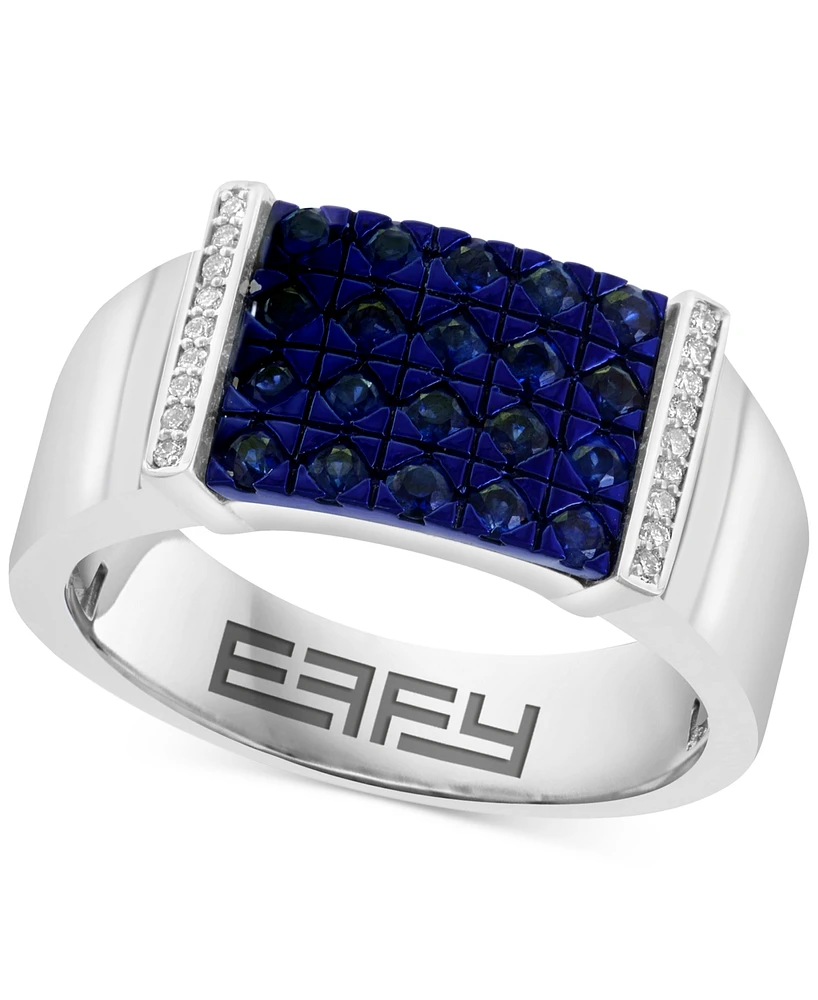 Effy Men's Sapphire (7/8 ct. t.w.) & Diamond Accent Ring in Sterling Silver