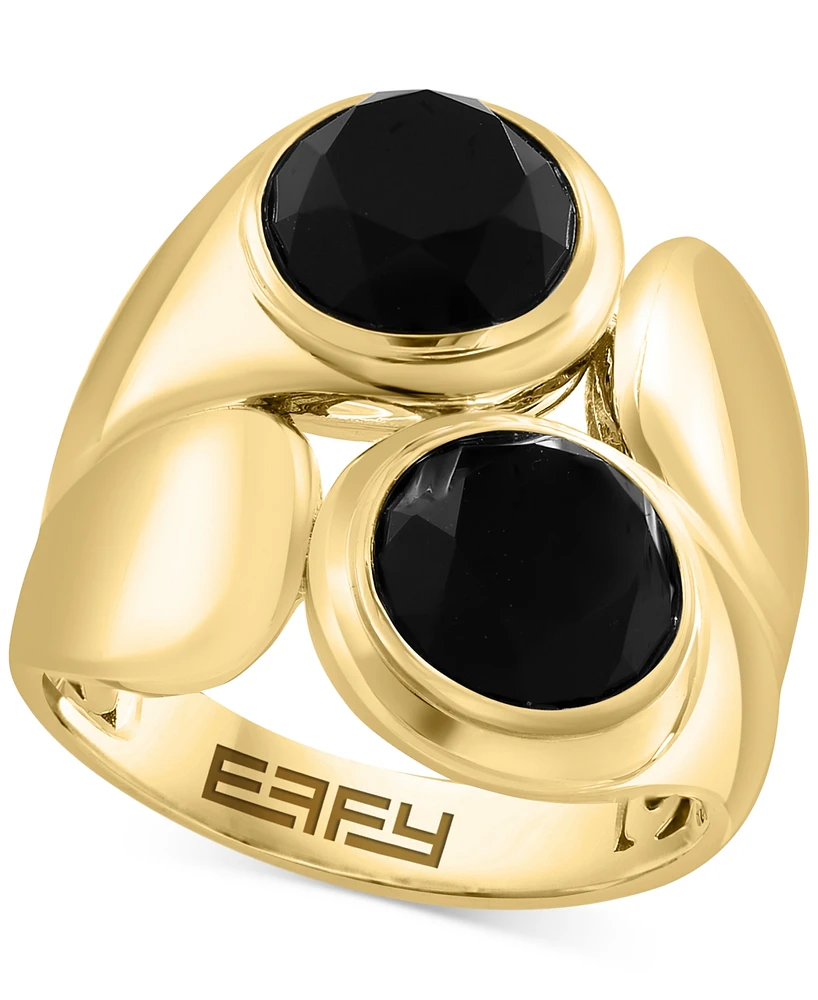 Effy Onyx Circle Polished Statement Ring in Gold-Plated Sterling Silver