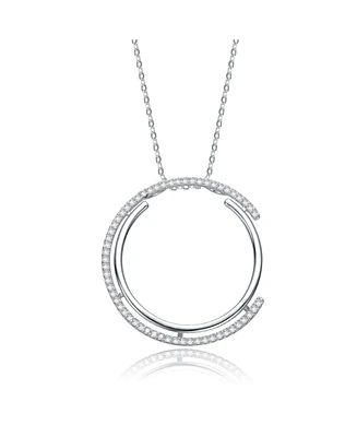 Genevive Cubic Zirconia Concentric Eternity Pendant Necklace in Sterling Silver