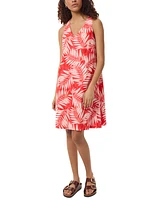 Jones New York Petite Linen V-Neck Palm-Leaf-Print Dress