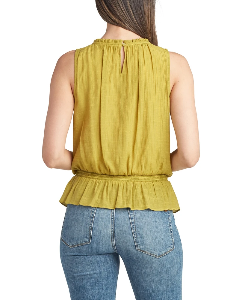 Bcx Junior's Sleeveless Smocked Peplum Top