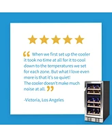 Newair 15" Built-in 29 Bottle Dual Zone Compressor Wine Fridge in Stainless Steel, Quiet Operation with Beech Wood Shelves