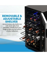 Newair 20” Wine Refrigerator – 50 Bottle Wine Cooler, Single Zone Freestanding Wine Fridge in Stainless Steel, Wine Chiller with Adjusta