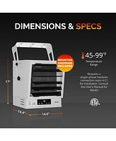 Newair Hardwired 240v Electric Workshop Garage Heater 10,000W Powerful Fan-Forced Rapid Heat for Ceiling, Wall or Counter Mount,Heats up to 1605 sq.ft
