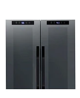 Newair Shadow Series Wine Cooler Refrigerator 12 Bottle & 39 Can Dual Temperature Zones, Freestanding Mirrored Wine and Beverage Fridge with Double-La