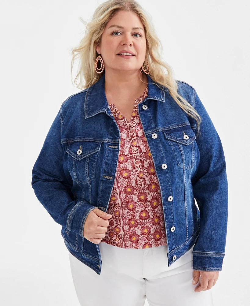 Style & Co Plus Classic Denim Jacket, Created for Macy's