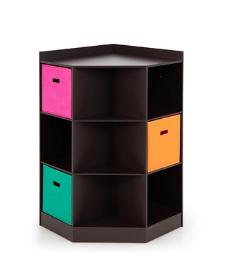 Slickblue 3-Tier Kids Storage Shelf Corner Cabinet with 3 Baskets