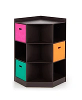Slickblue 3-Tier Kids Storage Shelf Corner Cabinet with 3 Baskets