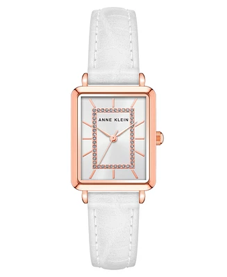 Anne Klein Women's Quartz White Leather Band Watch, 24mm