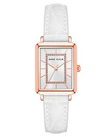 Anne Klein Women's Quartz White Leather Band Watch, 24mm