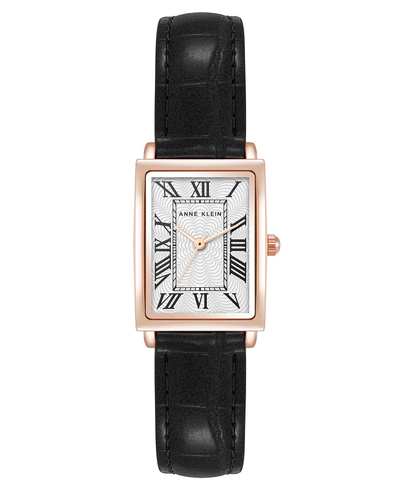 Anne Klein Women's Quartz Black Leather Band Watch