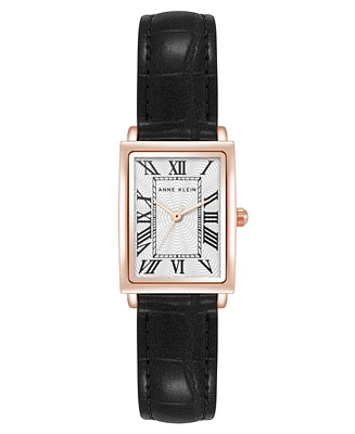 Anne Klein Women's Quartz Black Leather Band Watch