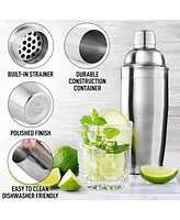 Zulay Kitchen Cocktail Shaker with Built-in Strainer For Bartending & Homebars (24oz) - Silver